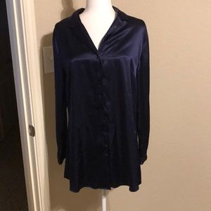 Victoria’s Secret- navy blue sleep shirt; button closure in the front - size M